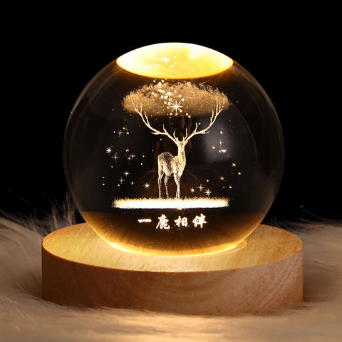 Luminous Starry Sky And Planets Moon Moon Crystal Ball Small Night Lamp Projection Ambience Light Creative Gift New Strange Gift